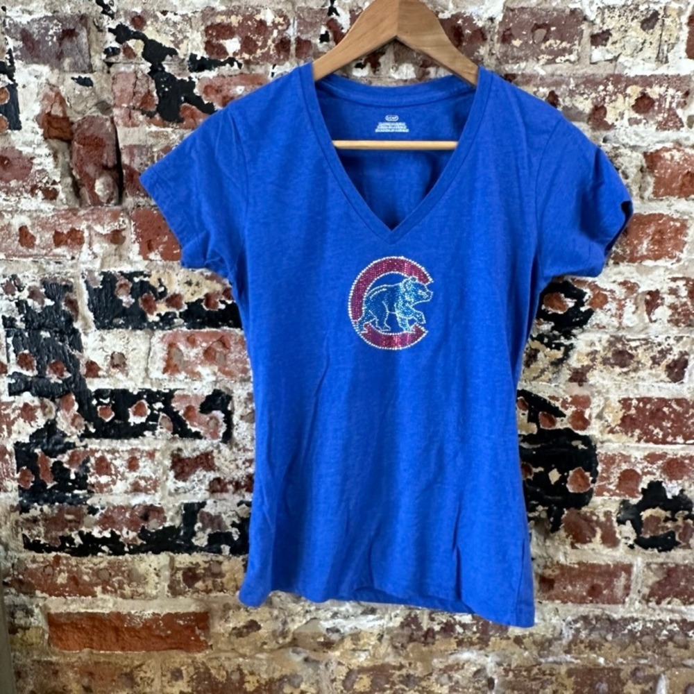 Chicago Cubs Baseball MLB T-Shirt s/s Blue Tee Womens Small